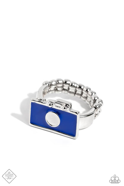 Tourist Timestamp - Blue Camera Ring - Paparazzi Accessories