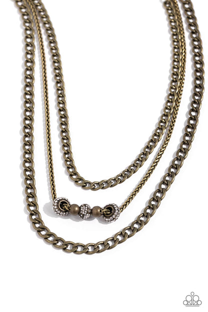 Layered Loyalty - Brass Curb Chains Necklace - Paparazzi Accessories