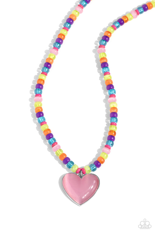 Desertscape Delight - Pink Stone Heart Necklace - Paparazzi Accessories