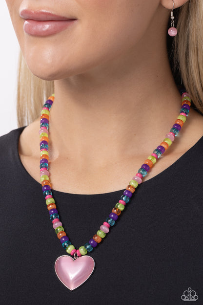 Desertscape Delight - Pink Stone Heart Necklace - Paparazzi Accessories