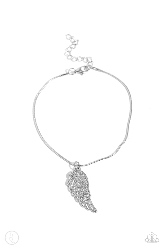 Angelic Accent - White Anklet - Paparazzi Accessories