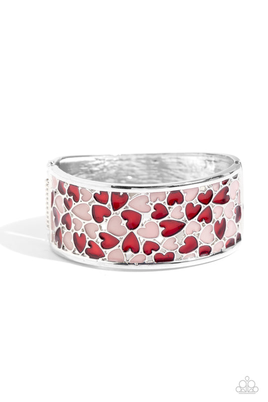 Penchant for Patterns - Red Hearts Hinge Bracelet - Paparazzi Accessories