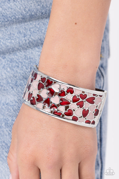 Penchant for Patterns - Red Hearts Hinge Bracelet - Paparazzi Accessories