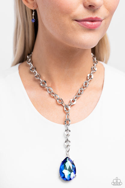 Benevolent Bling - Blue UV Shimmer Necklace - Paparazzi Accessories