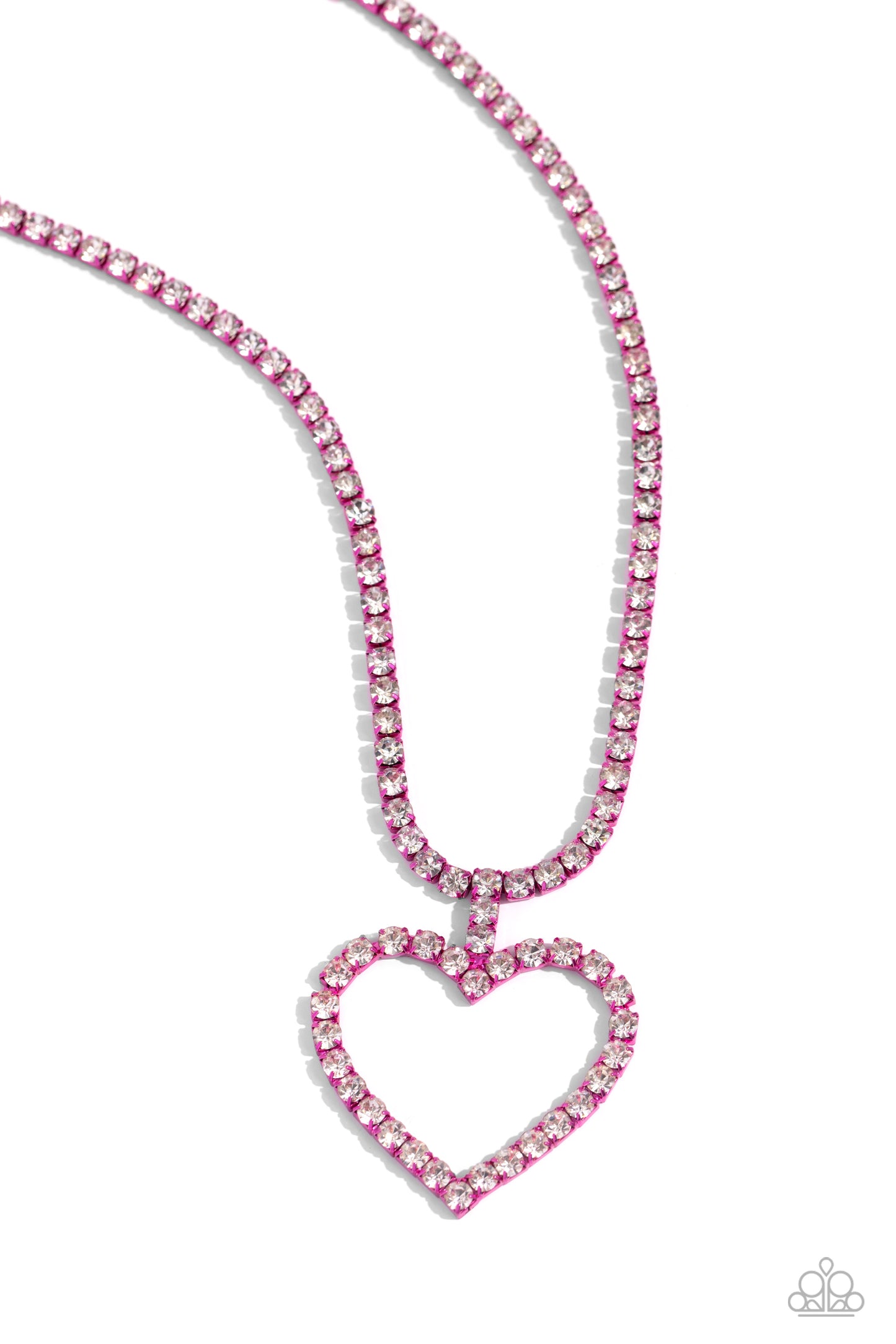 Flirting Fancy - Pink Metal Heart Necklace - Paparazzi Accessories