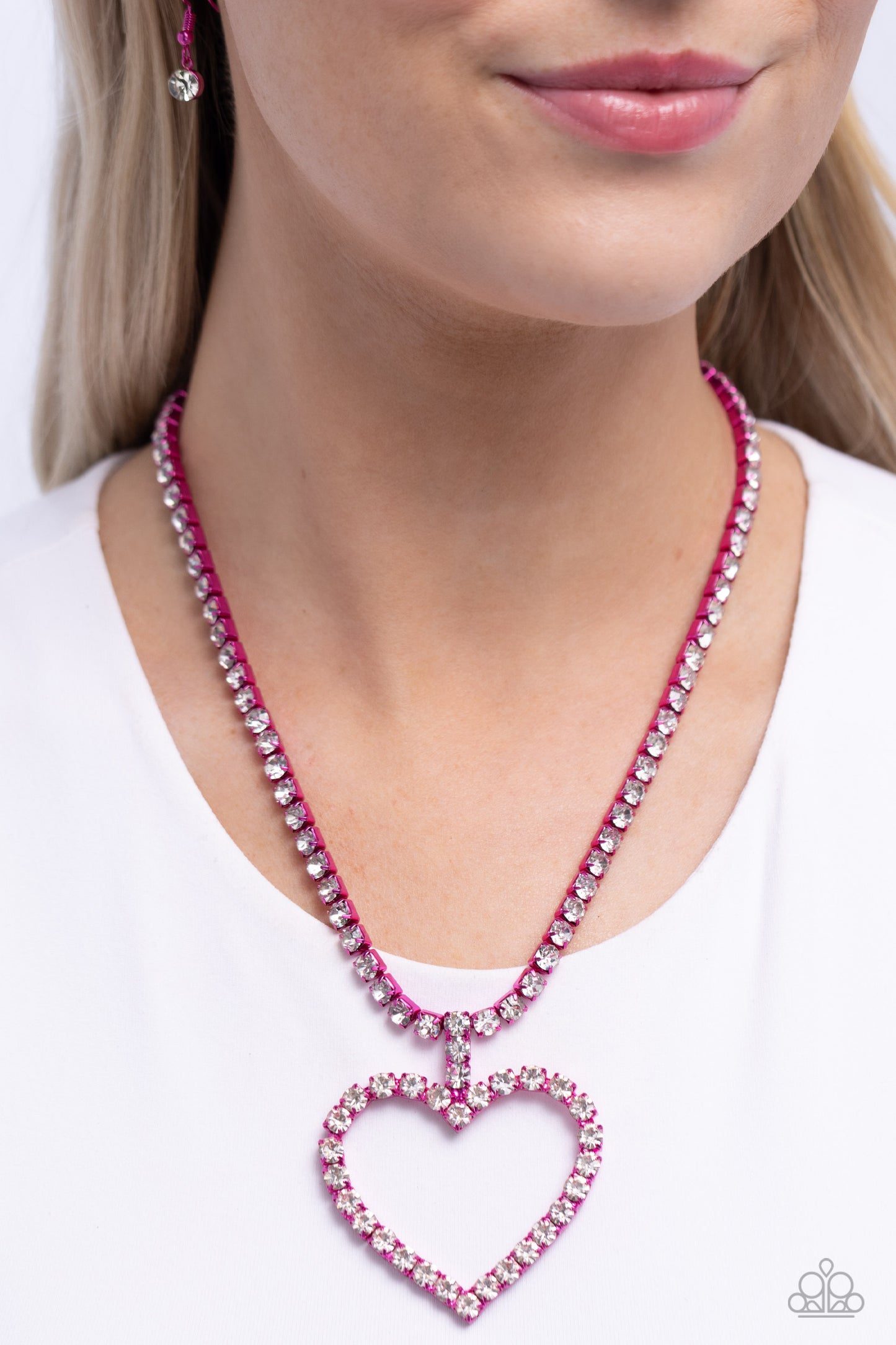 Flirting Fancy - Pink Metal Heart Necklace - Paparazzi Accessories