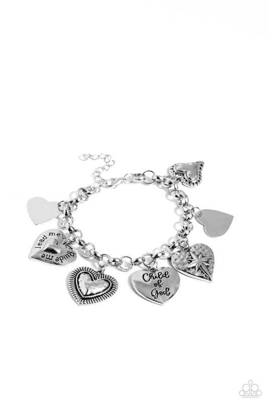 Child of God - Silver - Heart Charm Clasp Bracelet - Paparazzi Accessories