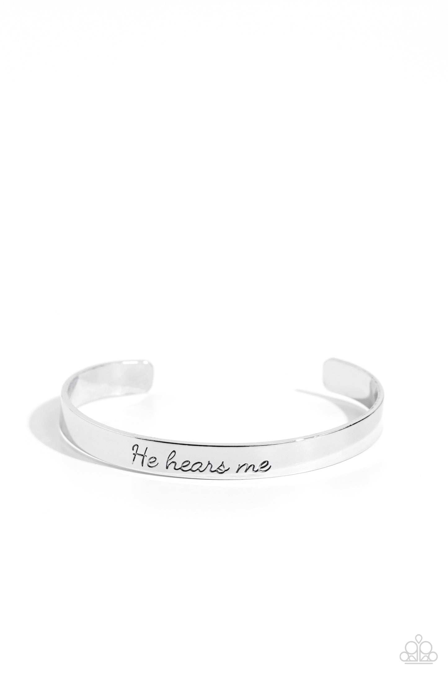 He Hears - Silver "He hears me" Cuff Bracelet - Paparazzi Accessories