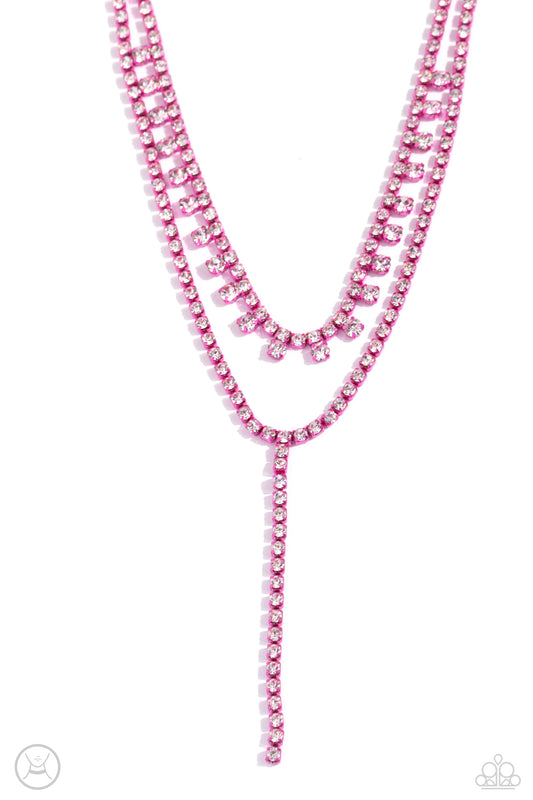 Champagne Night - Pink Dipped Metal Choker Necklace - Paparazzi Accessories