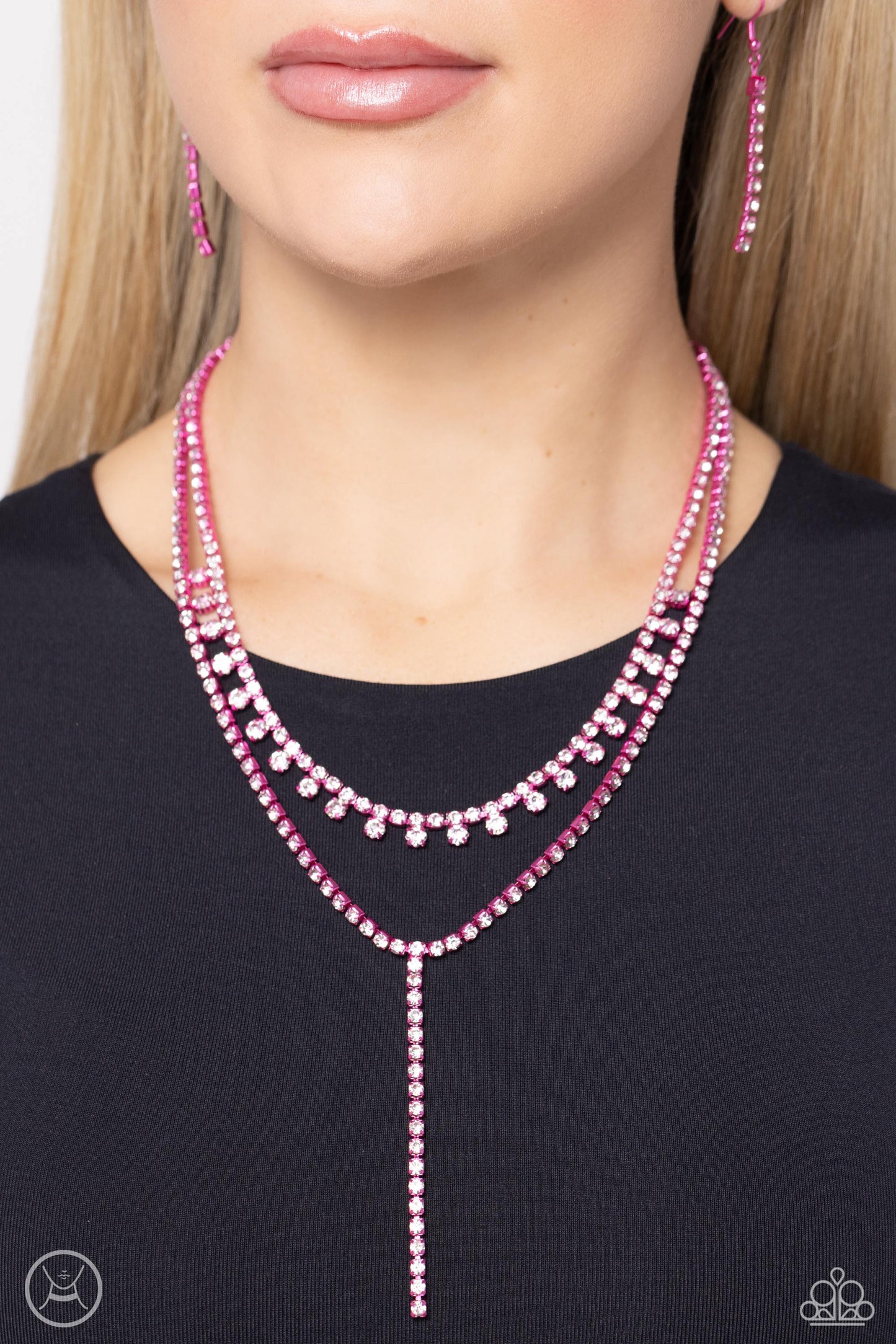 Champagne Night - Pink Dipped Metal Choker Necklace - Paparazzi Accessories