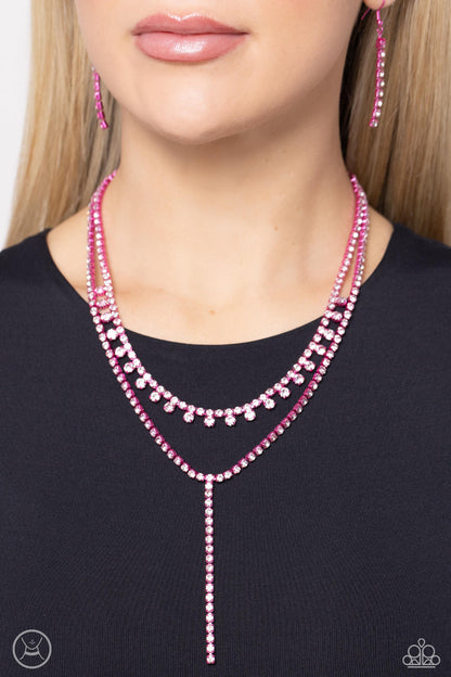 Champagne Night - Pink Dipped Metal Choker Necklace - Paparazzi Accessories