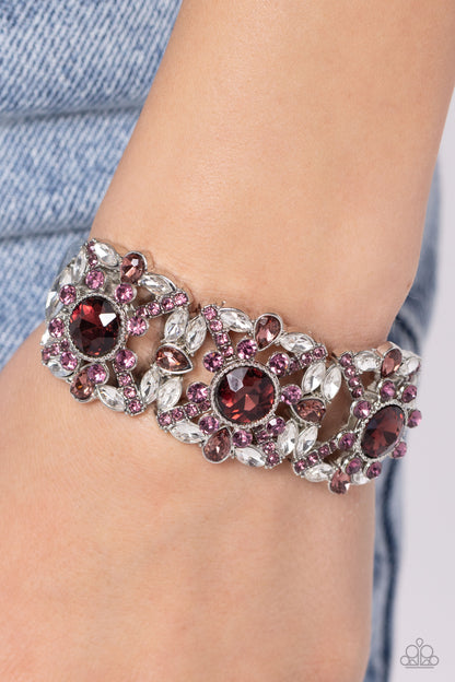 Shimmering Solo - Purple Rhinestone Hinge Bracelet - Paparazzi Accessories