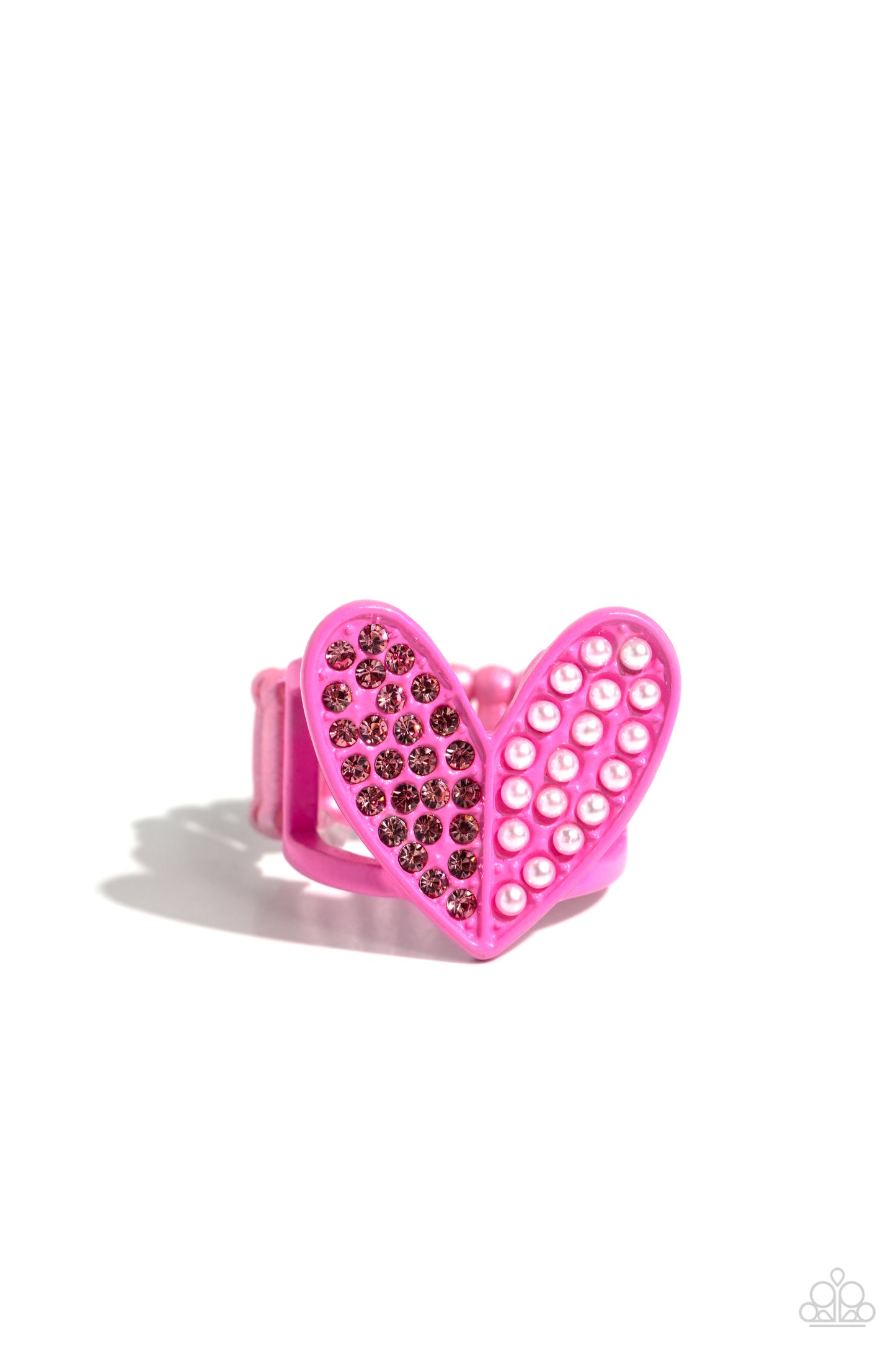Hometown Heart - Pink Painted Heart Ring - Paparazzi Accessories