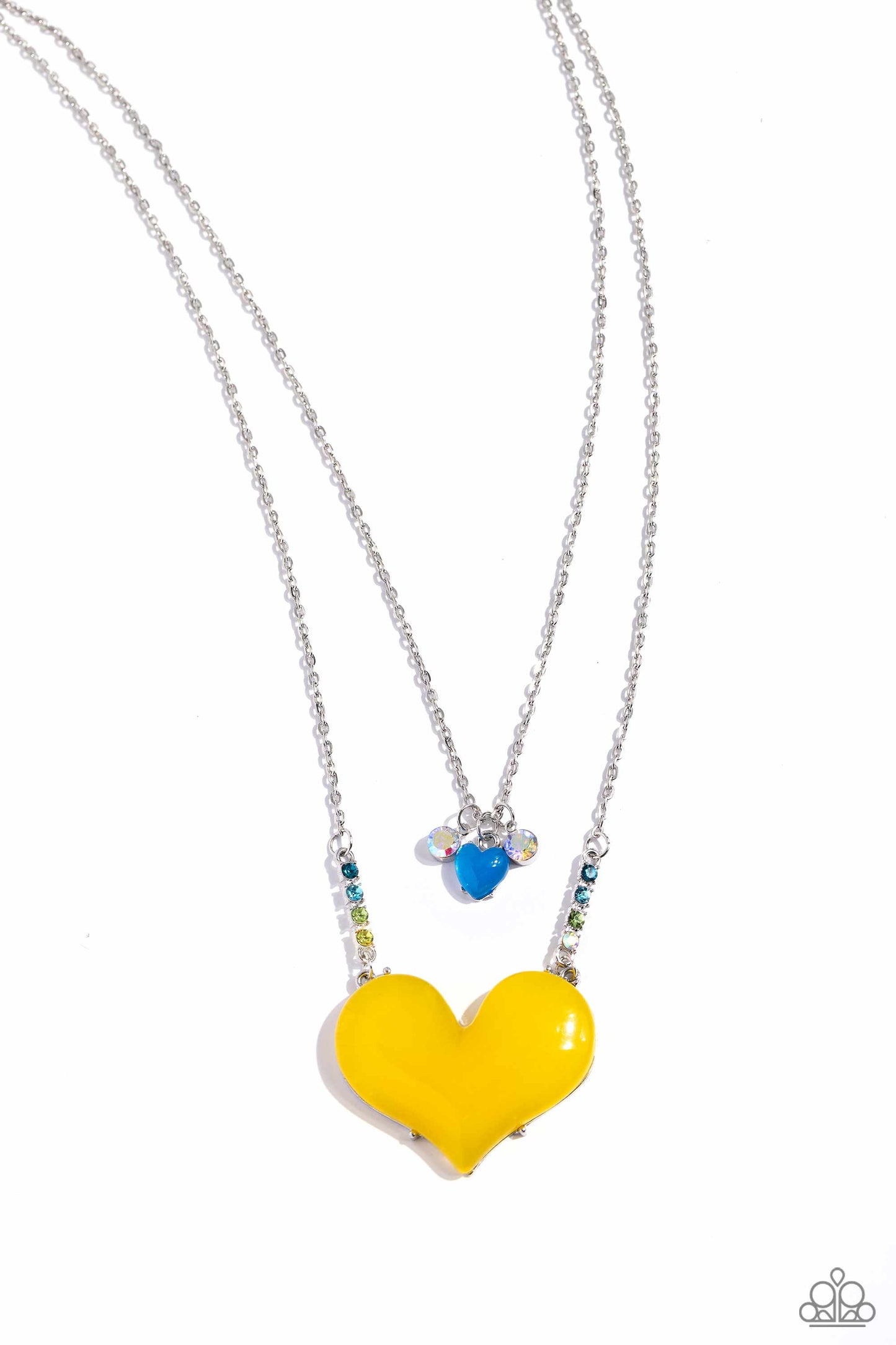 Heart-Racing Recognition - Yellow Acrylic Heart Necklace - Paparazzi Accessories