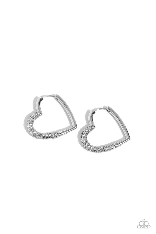 Be Mine, Valentine? - White Hinge Hoop Earrings - Paparazzi Accessories