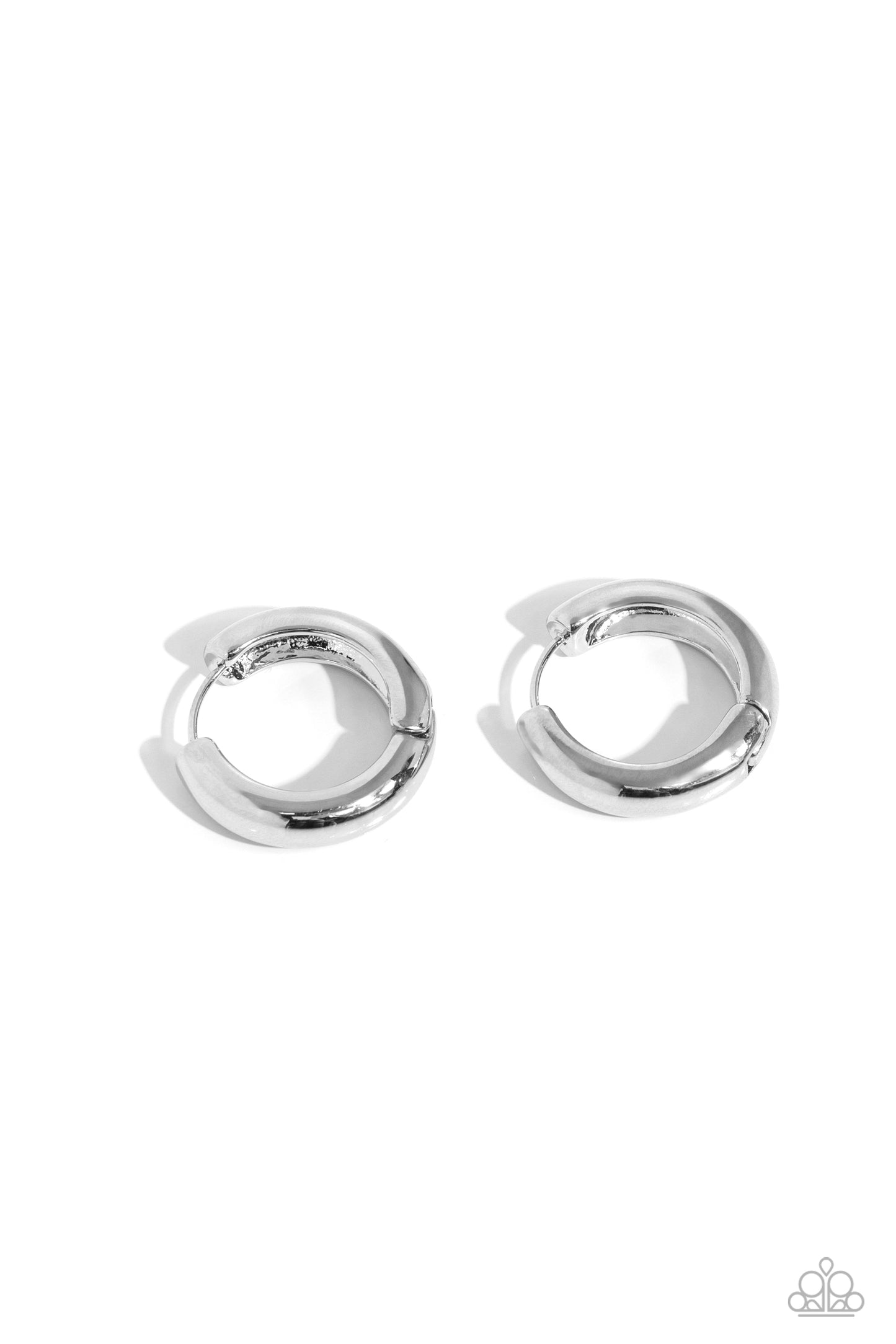 Simply Sinuous - Silver Hinge Hoop Earrings - Paparazzi Accessories