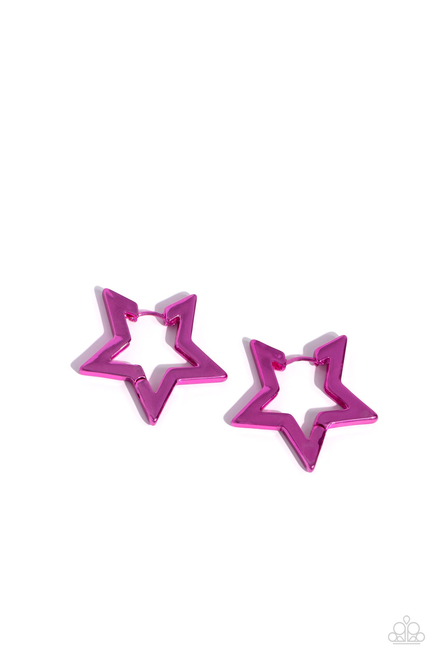 In A Galaxy STAR, STAR Away - Pink Dipped Metal Hinge Hoop Earrings - Paparazzi Accessories