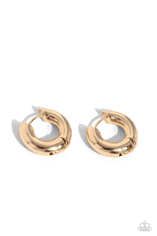 Textured Theme - Gold Hinge Hoops Earrings - Paparazzi Accessories