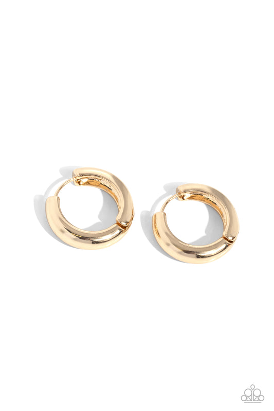 Simply Sinuous - Gold Hinge Hoops Earrings - Paparazzi Accessories