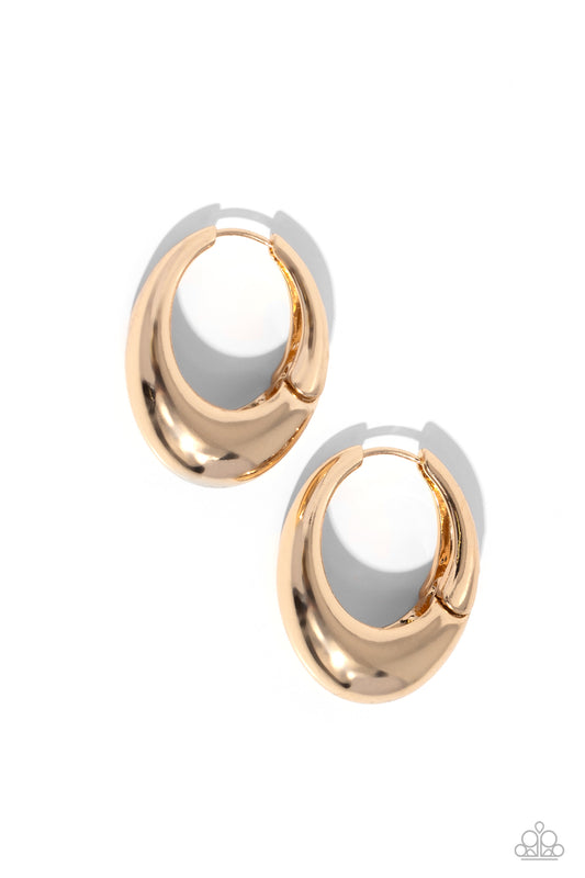 Oval Official - Gold Hinge Hoop Earrings - Paparazzi Accessories