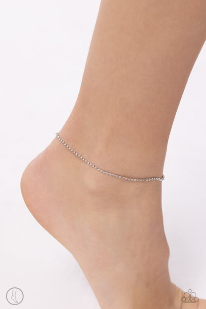 Blinding Basic - White Clasp Anklet - Paparazzi Accessories
