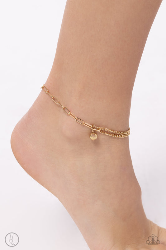 Solo Sojourn - Gold Clasp Anklet - Paparazzi Accessories