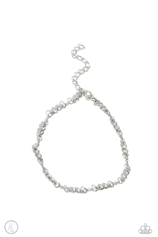 Simple Sass - White Clasp Anklet - Paparazzi Accessories