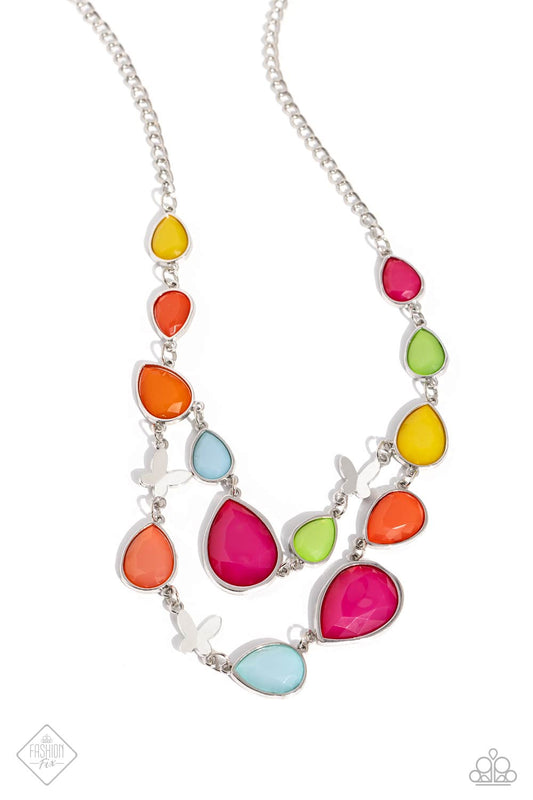 BRIGHT Club - Multi Acrylic Teardrops Necklace - Paparazzi Accessories