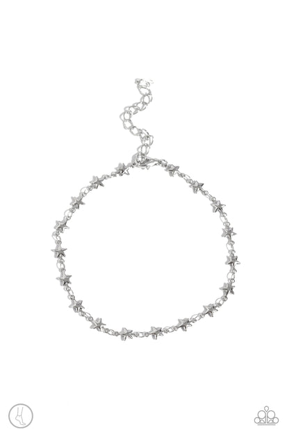 Starry Swing Dance - Silver Clasp Anklet - Paparazzi Accessories