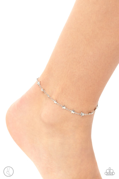 Starry Swing Dance - Silver Clasp Anklet - Paparazzi Accessories
