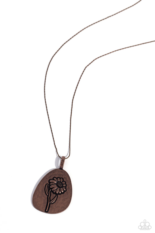 Sunflower Shift - Copper Pendant Necklace - Paparazzi Accessories