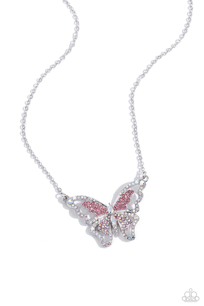 Weekend WINGS - Pink Butterfly Necklace - Paparazzi Accessories