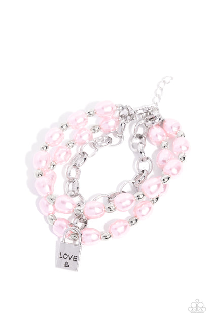 LOVE-Locked Legacy - Pink Pearl Clasp Bracelet - Paparazzi Accessories