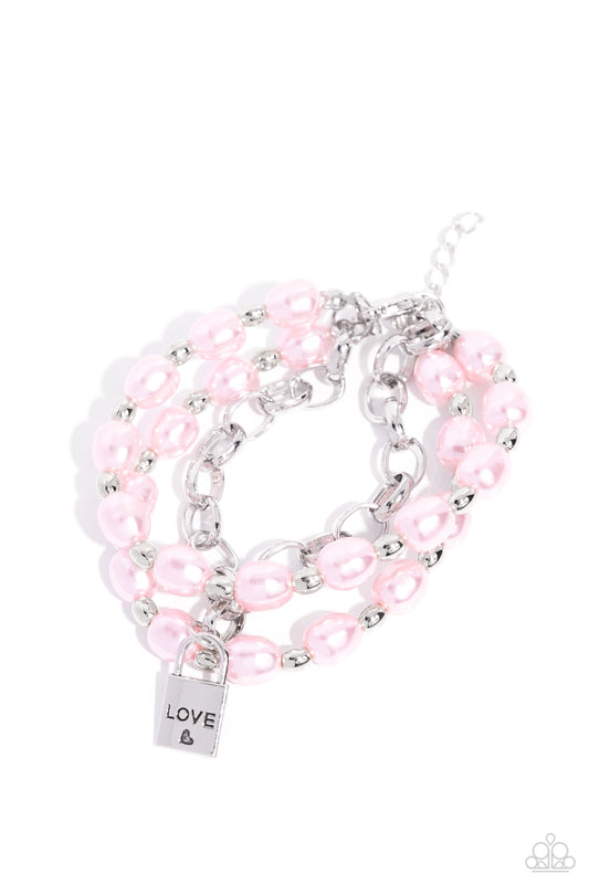 LOVE-Locked Legacy - Pink Pearl Clasp Bracelet - Paparazzi Accessories