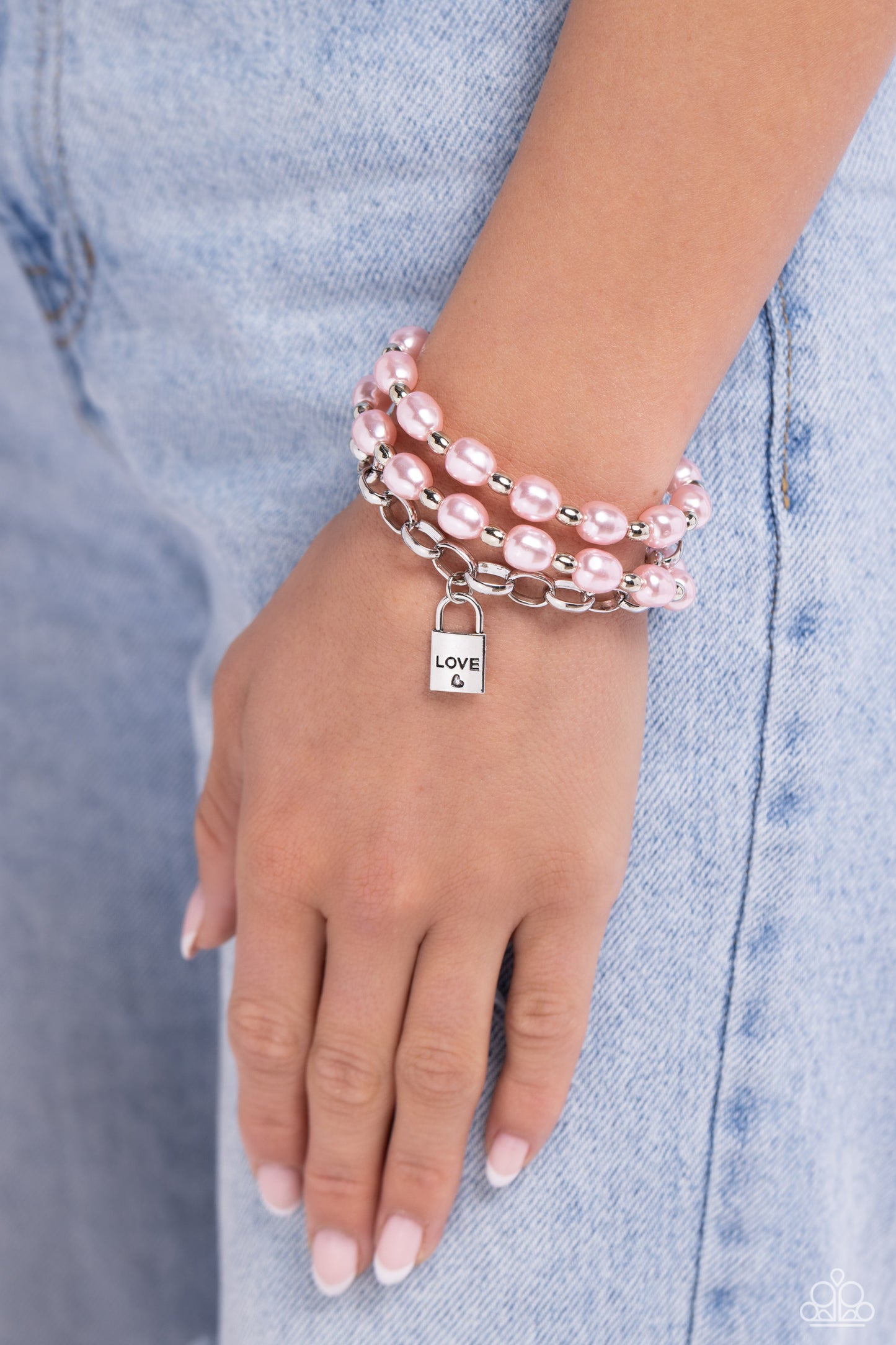 LOVE-Locked Legacy - Pink Pearl Clasp Bracelet - Paparazzi Accessories