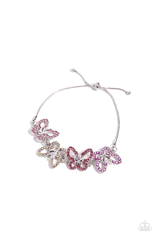 Butterfly Belonging - Pink Sliding Bracelet - Paparazzi Accessories