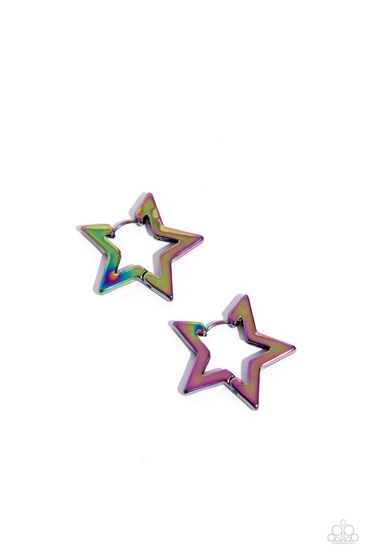 In A Galaxy STAR, STAR Away - Multi Hinge Hoop Earrings - Paparazzi Accessories