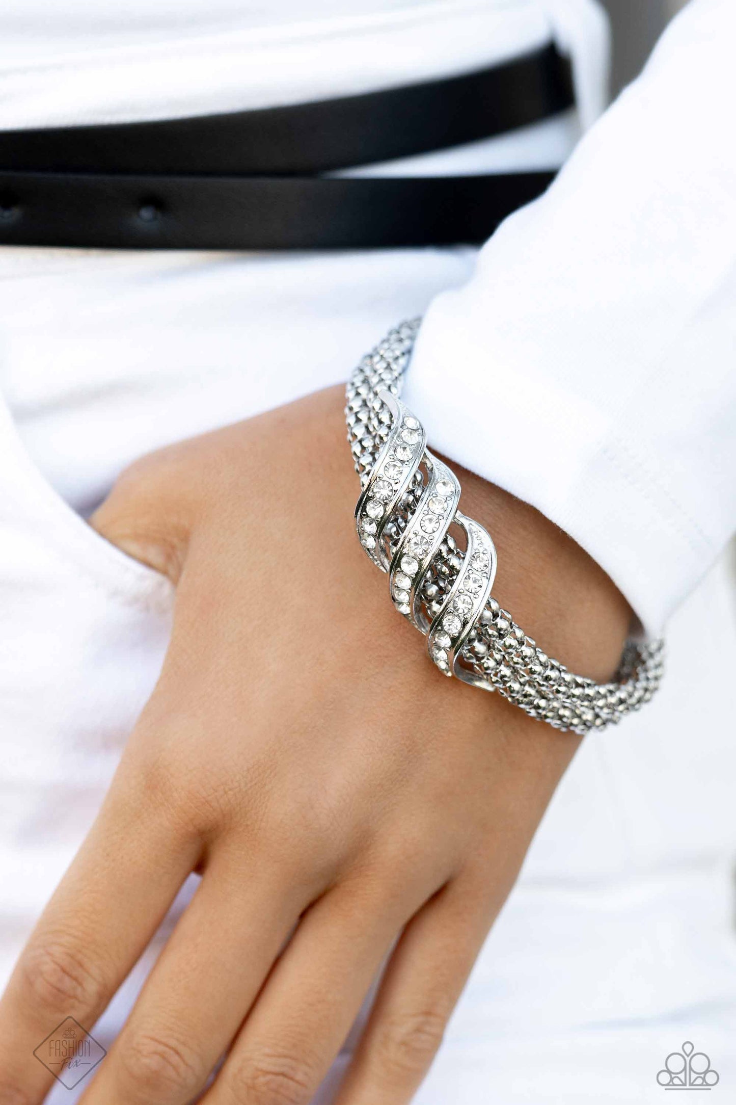 Tangible Taste - White Flex Cuff Bracelet - Paparazzi Accessories