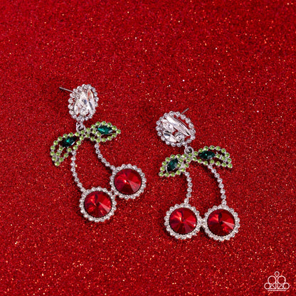 Cherry Picking - Red Post Earrings - Empower Me Pink Exclusive - Paparazzi Accessories