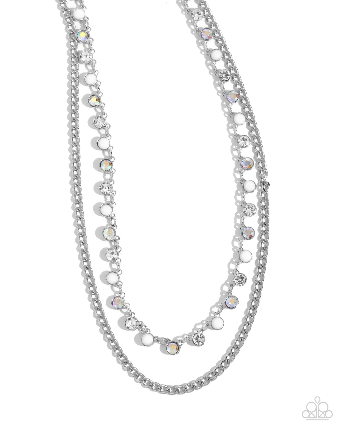 Delicate Dame - White Iridescent Necklace - Paparazzi Accessories