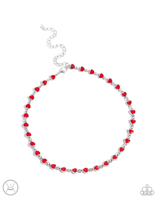 Dancing Dalliance - Red Heart Choker Necklace - Paparazzi Accessories