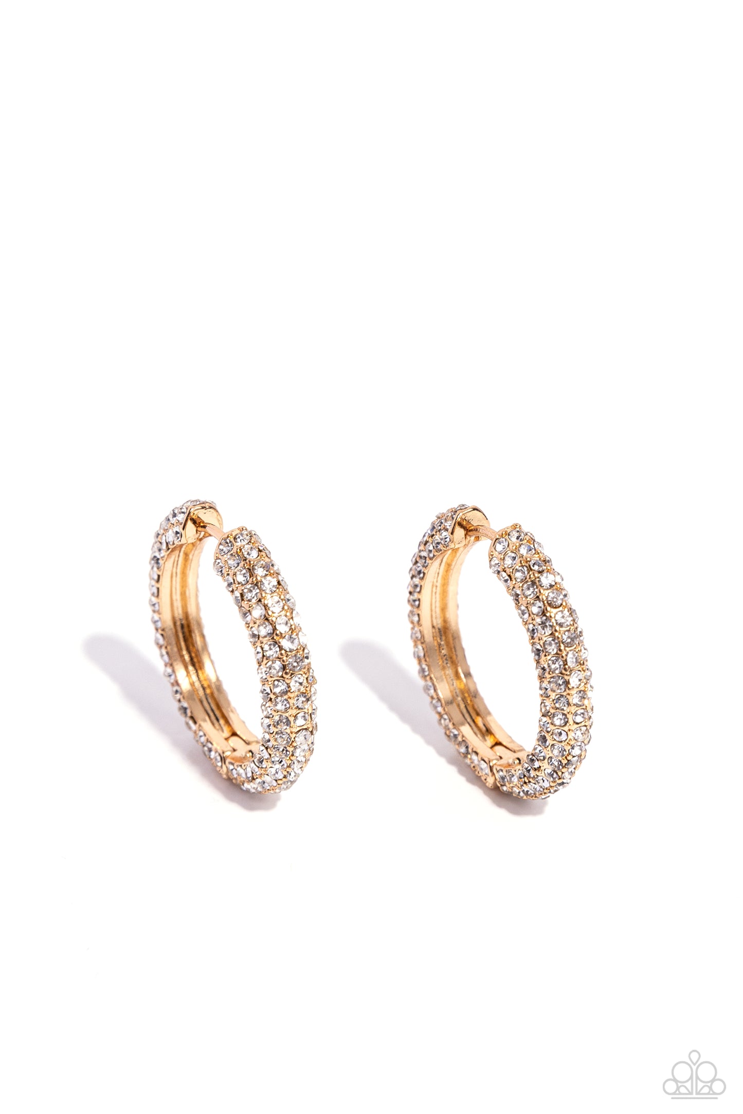 Glowing Praise - Gold Hinge Hoop Earrings - Paparazzi Accessories