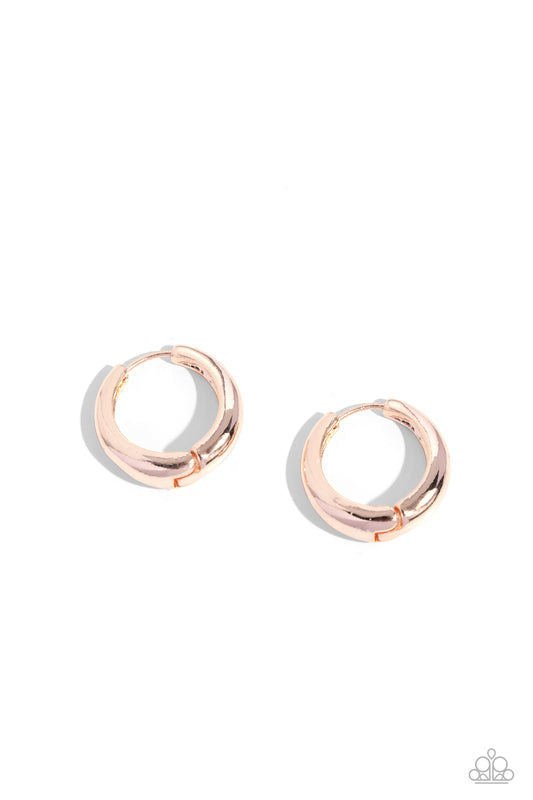 Streamlined Status - Rose Gold Hinge Hoop Earrings - Paparazzi Accessories