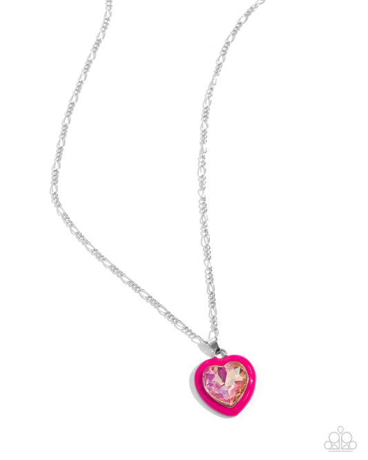 Heartfelt Hope - Pink UV Shimmer Necklace - Paparazzi Accessories