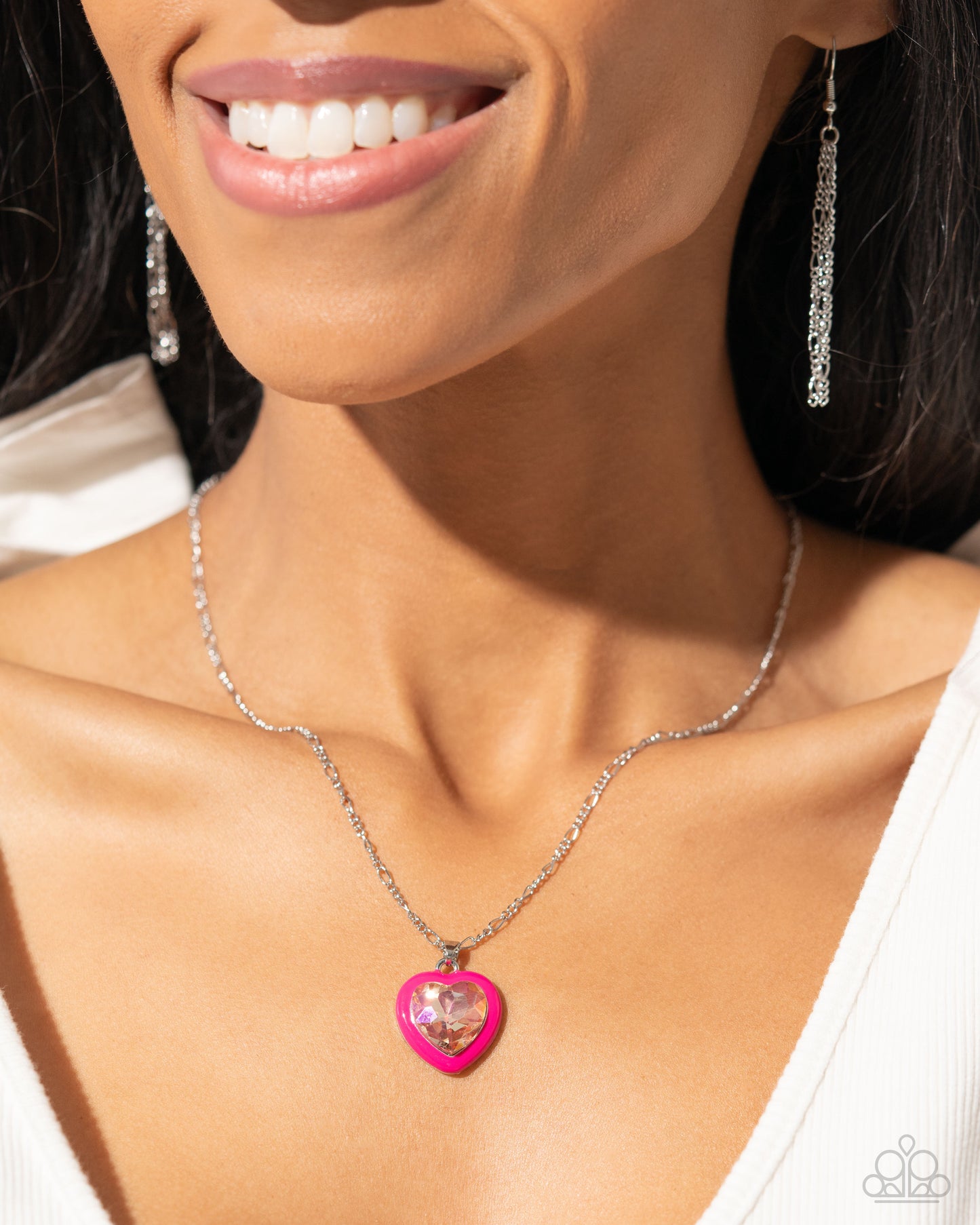 Heartfelt Hope - Pink UV Shimmer Necklace - Paparazzi Accessories