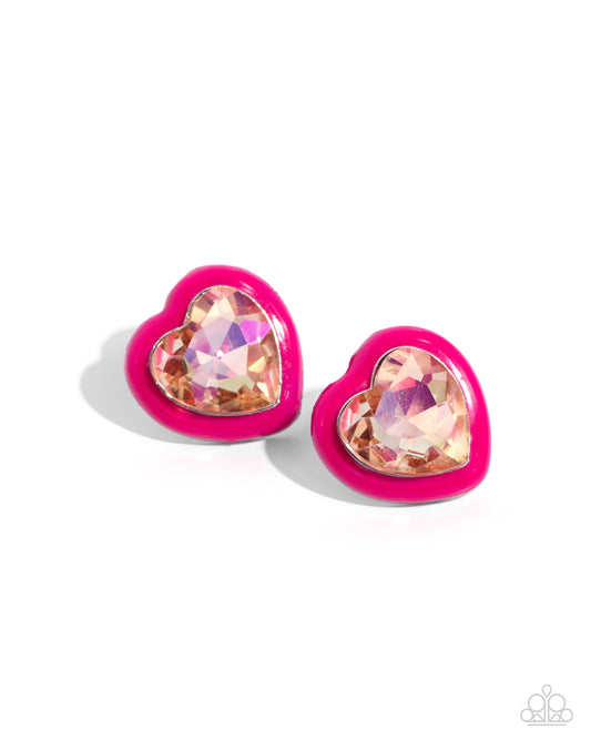 Heartfelt Haute - Pink UV Shimmer Post Earrings - Paparazzi Accessories