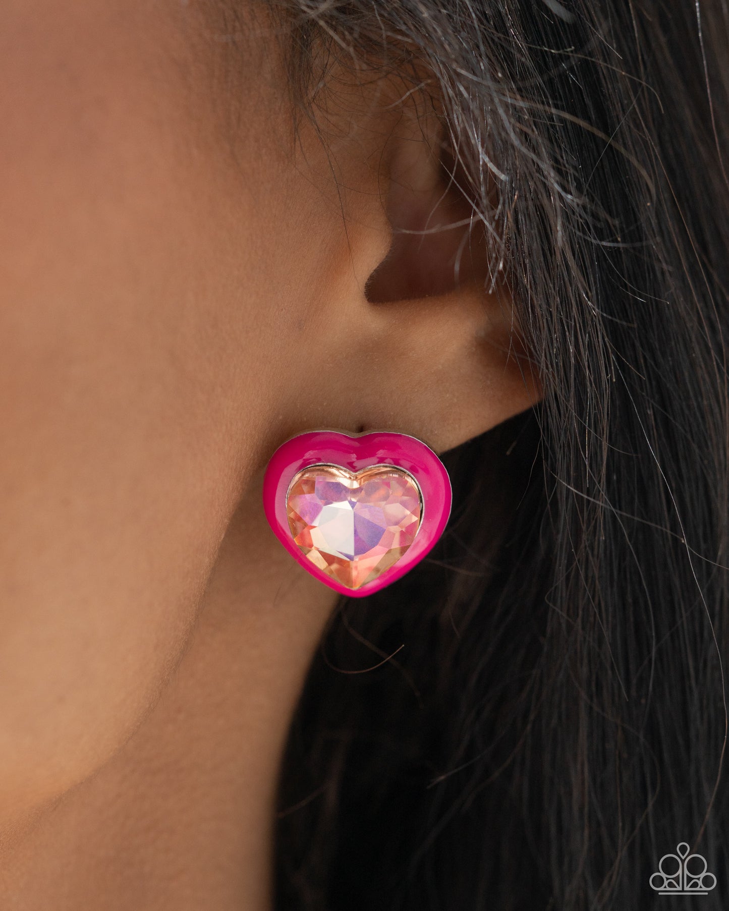 Heartfelt Haute - Pink UV Shimmer Post Earrings - Paparazzi Accessories