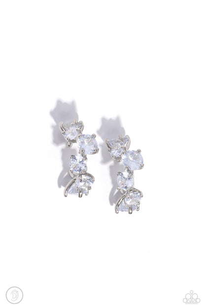 Breathtaking Blend - White Cuff Earrings - Paparazzi Accessories