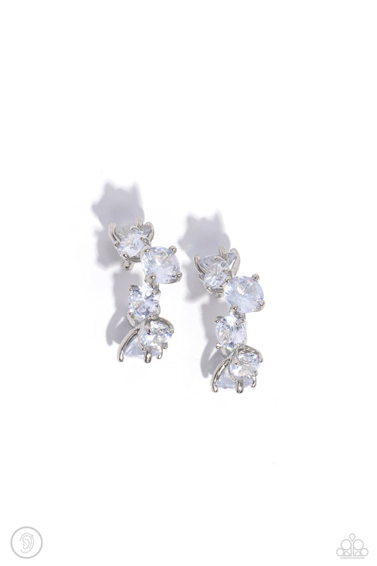 Breathtaking Blend - White Cuff Earrings - Paparazzi Accessories