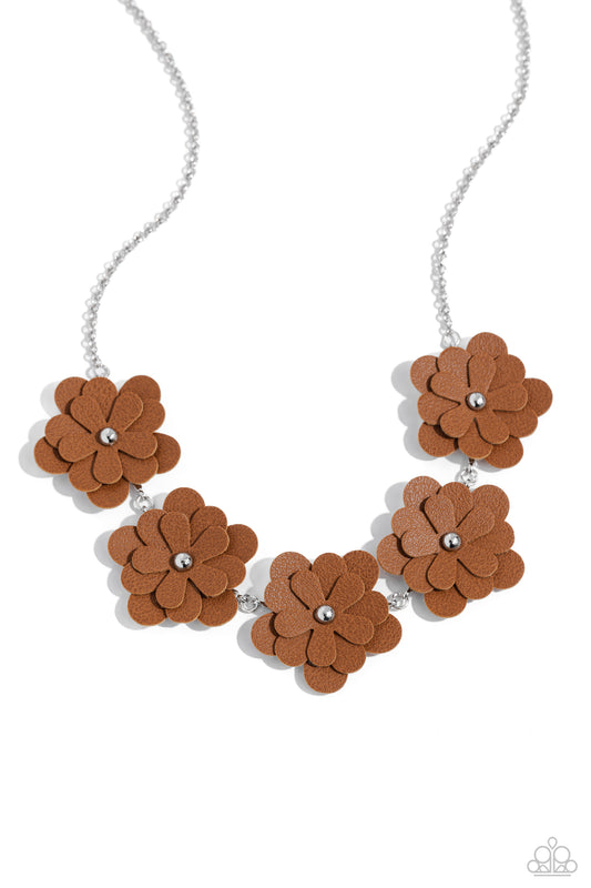 Balance of FLOWER - Brown Leather Necklace - Paparazzi Accessories